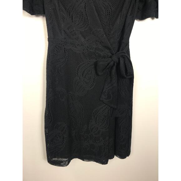 Lilly Pulitzer Jasleen Mini Black Wrap Lace Romper Dress Shorts Womens XS Resort - Picture 9 of 16